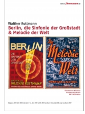 Edition Filmmuseum DVD cover for Berlin, die Sinfonie der Großstadt & Melodie der Welt: two original 1920s poster designs shown side by side.
